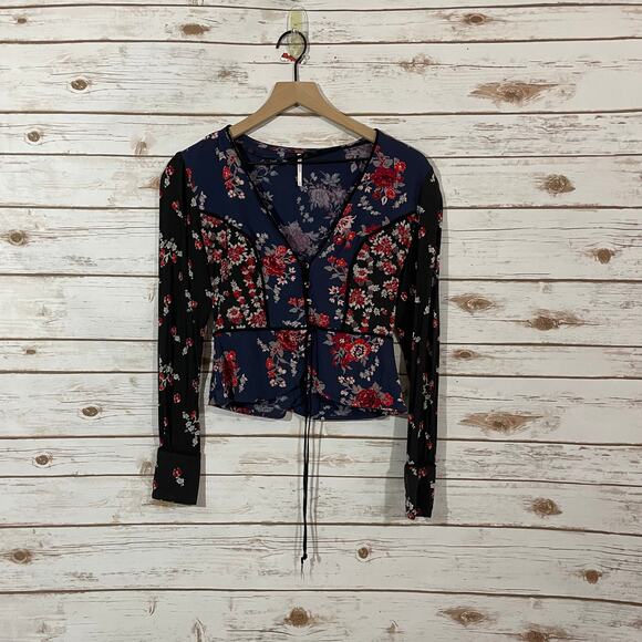 Free People Way the World Turns Top - Black Multi - XS - Picture 13 of 15
